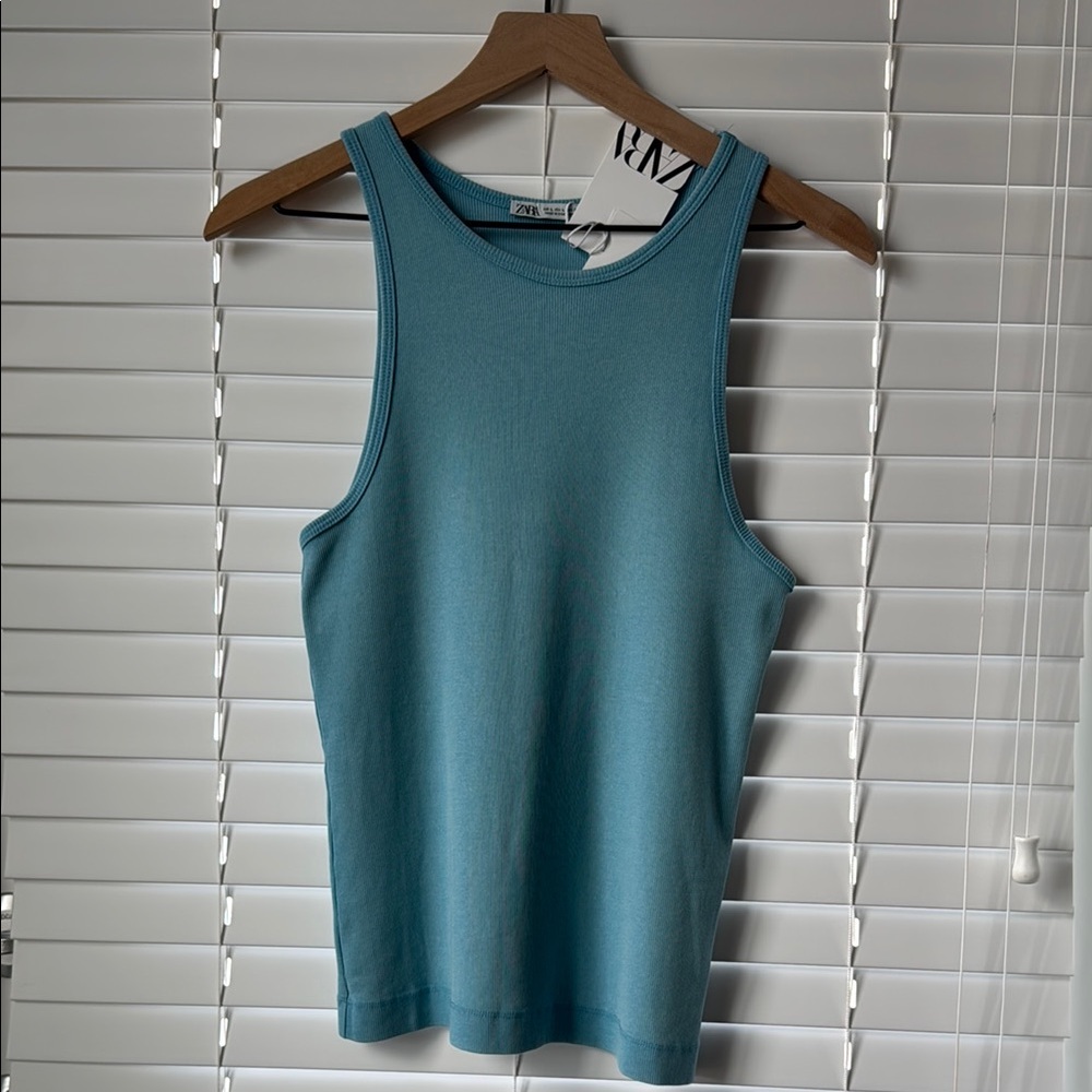 Zara Women's Top Blue Size Large